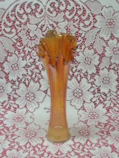 گلدان کارناوال شیشه ای کشیده گلدان طلای نارنجی / نارنجی / |  اتسی