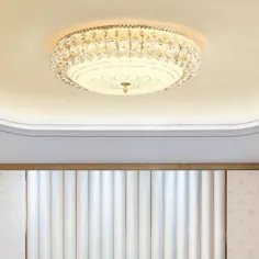 چراغ سقفی اتاق خواب LED شیشه ای سفید با لهجه کریستال ، چراغ های نصب 12 "W W