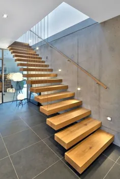 پله های ضخیم چوبی ضخیم اصلاح شده راه پله (ضخامت 2.5 "اینچ) پله مدرن