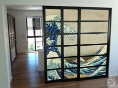 نقاشی های ژاپنی روی درب کشویی سنتی