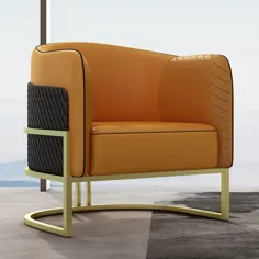 صندلی چرم مصنوعی نارنجی و مشکی صندلی تاشو صندلی فلزی با روکش طلایی