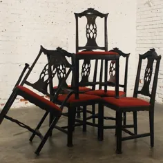 مجموعه ای از شش صندلی چارلز پی لیمبرت هنر و صنایع دستی مبلمان آرت دکو Chinoiserie