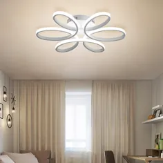 چراغ سقفی Qcyuui Flush Mount ، چراغ LED نزدیک به سقف با شکل گل ، چراغ سقفی سفید برای اتاق نشیمن آشپزخانه اتاق خواب ، 48 وات (6500k / سفید خنک)