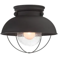 Kira Home Bayside 11 "Naalous Farmhouse Flush Mount Light Light + Shaded Glass Shade، Matte Black Finish - Walmart.com