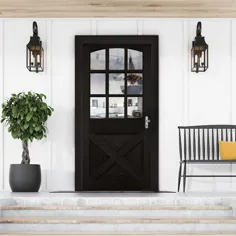 Krosswood Doors 36 in x 80 in. Farmhouse X Panel LH ​​1/2 Lite Clear Glass Black Stain Douglas Fir Prehung Front Door-PHED.DF.559XA.30.68.134.LH.512.Black - The Home Depot
