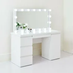 آینه هالیوود LED با میز آرایش چراغ لامپ آرایش بلندگو بلوتوث