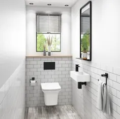 توالت آویز دیواری بدون حاشیه سانتیاگو با صندلی باریک و سوئیت حوضچه دست چپ دیواری - حمام های بهتر