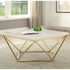 میز قهوه طراحی مدرن طلایی طلا با روکش سفید مانند سنگ مرمر