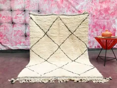 فرش باشکوه Beni ourain Moroccan Rug 4x5 Authentic White فرش |  اتسی