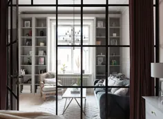 〚قالب ، دیوار آجری و پارتیشن شیشه ای: آپارتمان زیبا با راه حل های طراحی مد روز (64 متر مربع) ◾ عکس ◾ ایده ها طراحی