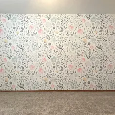 نقاشی دیواری گل آبرنگ Posie ||  کاغذ دیواری سنتی یا متحرک • بدون وینیل • غیر سمی
