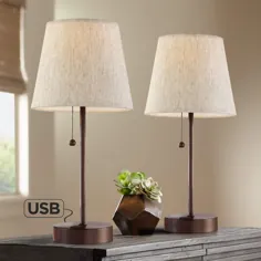 لامپ های میز لهجه USB Justin Bronze - مجموعه 2 - # 42E28 |  لامپ به علاوه