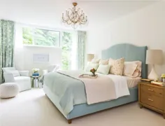 تختخواب آبی تخم مرغ اردک - انتقالی - اتاق خواب - طراحی داخلی ربکا هی