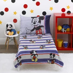 Disney Mickey Mouse Beyond Classic 4-Piece Toddler Comforter با رنگ آبی