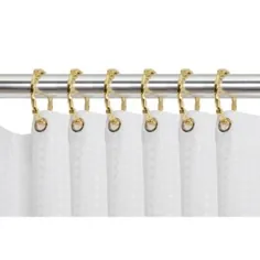 حلقه های پرده دوش آویز اتوپیا کوچه ضد زنگ حلقه پرده ضد زنگ برای پرده های میله دوش حمام ، طلا