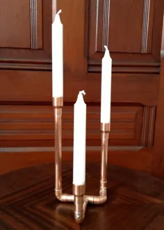 شمعدان تعطیلات دارنده شمع لوله مسی صنعتی |  اتسی