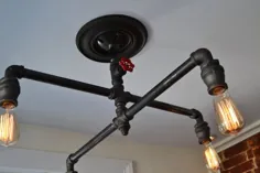 لوستر لوله فولادی صنعتی / چراغ سقفی آویز Steampunk 4 / لامپ لوله قفس