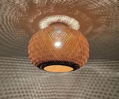 لوازم جانبی روشنایی قهوه ای گرد بامبو Flush Mount - لامپ کم سقفی -نوروسیو فلش -110-240V / 50-60Hz-حمل و نقل رایگان در سراسر جهان