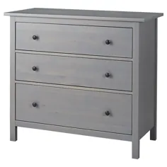 HEMNES قفسه سینه از 3 کشو ، رنگ آمیزی خاکستری ، 108x96 سانتی متر - IKEA