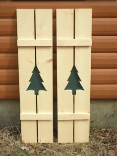 کرکره های کاج جدید TREERustic پنجره بیرونی کابین ورود به سیستم چوب درخت دست ساز سفارشی |  eBay