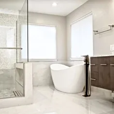 حمام مستر کاشی مرمر سفید کاررا - Millcreek، WA - ساخت خانه رویایی