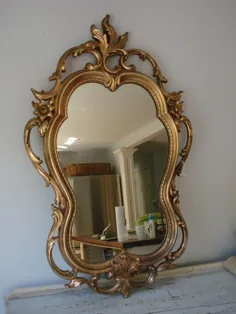 آینه پرنعمت بزرگ / آینه به سبک باروک / آینه طلای تزئین شده / هالیوود ریجنسی