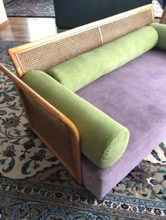 اثاثه یا لوازم داخلی جدید Cane Settee Purple Green ، Mid-Century Modern ، ایتالیا