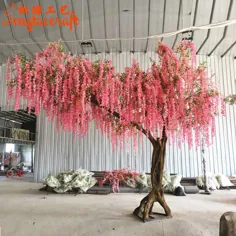 کارخانه ساخته شده با طرح جدید عروسی وسایل نقره ای صورتی مصنوعی درخت ویستریا درخت برای تزئین پس زمینه قوس