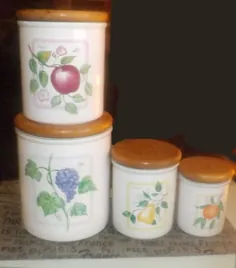 مجموعه ای از 4 قوطی سرامیکی میوه ای محصول 1970 هیمارک با |  اتسی
