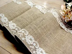 Country Cream Lace Runner - Ruiser Table Wedding Ruer - Decoración de la mesa rústica de la Granja
