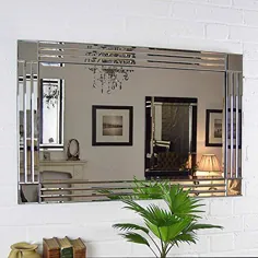 آینه دیواری ونیزی سه تایی نقره ای پنبه ای (H70 x W100cm)
