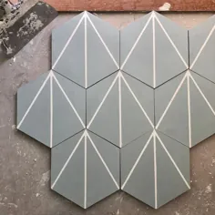 کاشی های سیمانی شش ضلعی خاکستری و سفید |  کارخانه موزاییک