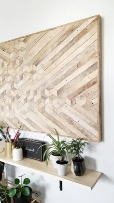 هنر نقاشی دیواری چوبی مصنوعی Headboard Wood Wall |  اتسی