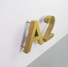Gold Metal 3D Modern House Numbers 0-9 ABC Outdoor ضد آب |  اتسی