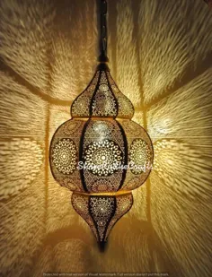 20x10 لامپ ترکیئی فانوس مراکش فلز دست ساز |  اتسی