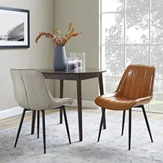 صندلی های ناهار خوری Volans مجموعه ای از 2 ، چرم مصنوعی مدرن قرن قهوه ای مصنوعی صندلی لهجه ای مخصوص ناهار خوری برای اتاق آشپزخانه اتاق نشیمن میز اتاق خواب