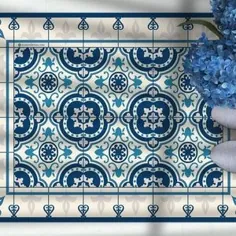 فرش کف کاشی مراکشی ، فرش pvc آشپزخانه ، فرش منطقه مشمع کف اتاق ، فرش رنگارنگ ، طرح شرقی ، فرش تزئینی ، فرش سبک قومی ، هندسی