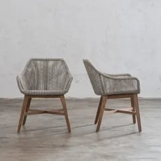صندلی غذاخوری داخلی و خارجی اینیزیا بافته شده از چوب خیزران |  خاکستر خاکستری