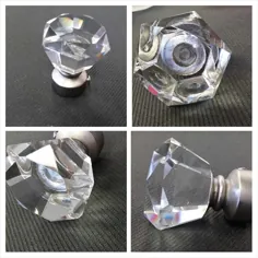 â ¤ï ̧ Crystal Flat Diamond Finial pole end Nickel for 1 "Iron Drapery / پرده Rod