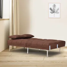 مبل تختخواب شو Giantex Futon صندلی تختخوابی مدرن پشتی صندلی دو نفره پارچه مبلی اتاق نشیمن مبلمان Loveseat Sleeper تختخواب شو مبل تختخواب شو قابل تبدیل با تکیه گاه قابل تنظیم تکیه گاه قابل جدا شدن