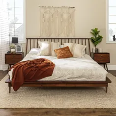 تختخواب چوبی جامد اسپیندل - گردو