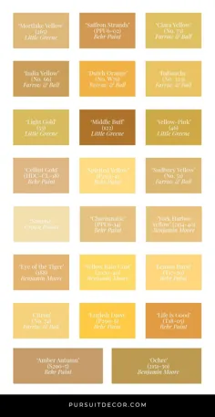 30+ ترکیب رنگ دیوار زرد (با نام های رنگی) - تزئین پیگیری