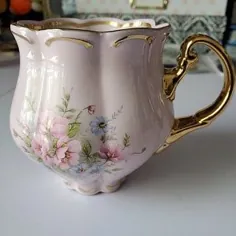 مجموعه چای مجموعه ظروف چینی صورتی چینی سلنجانی ست فنجان چای صورتی HCH فنجان چای گلدان