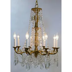 8-Light Rococo Style Brass & Crystal لوستر ، حدوداً: 1930 ، سوئد