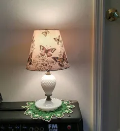 دهه 1960 میلادی شیشه چراغ شیشه Hobnail Brass Lamp Butterfly Lamp Shade |  اتسی