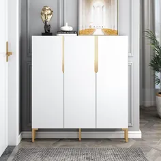 Nordic White Shoe Cabinet 3/4-Door Slim Shoes Organizer قابل تنظیم در قفسه های کوچک