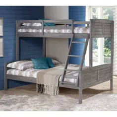 تخت تختخواب سفارشی دو نفره Donco Kids Louver Wood ، بیش از حد کامل ، خاکستری عتیقه - Walmart.com