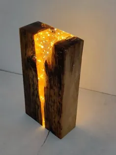 مجسمه سبک رزین چوب - چوب اپوکسی - نور چوب احیا شده - کاج عتیقه