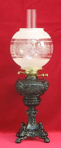 چراغ روغن چدن غیر معمولی Art Nouveau Victorian C1890 |  251364