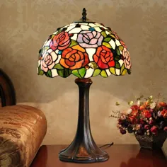 گلهای تیفانی چراغ های رومیزی Vintage شیشه رنگی - دکوراسیون منزل D12H19 اینچ